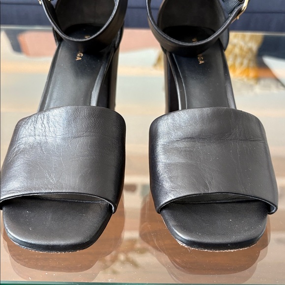 Via Spiga Black Leather Heel Sandals - Picture 2 of 11